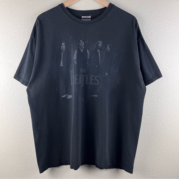 Vintage The Beatles Shirt Mens Large Black A Hard Days Night Band Tee